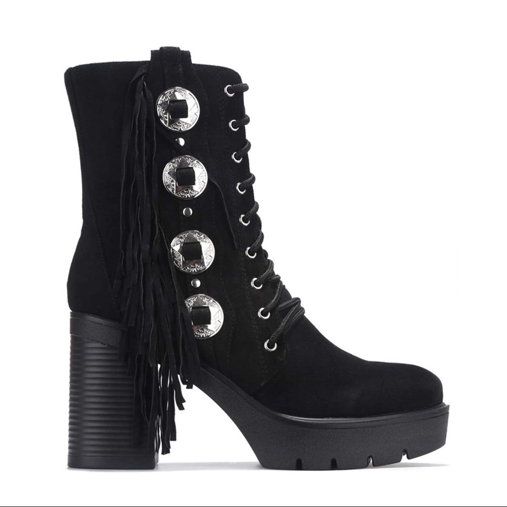 Cape Robbin Felicia Platform Concho Fringe Boots